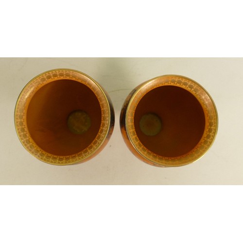 34 - Pair of Carltonware vases in the Chinese bird and cloud design: Shape 406, height 20cm. (2)