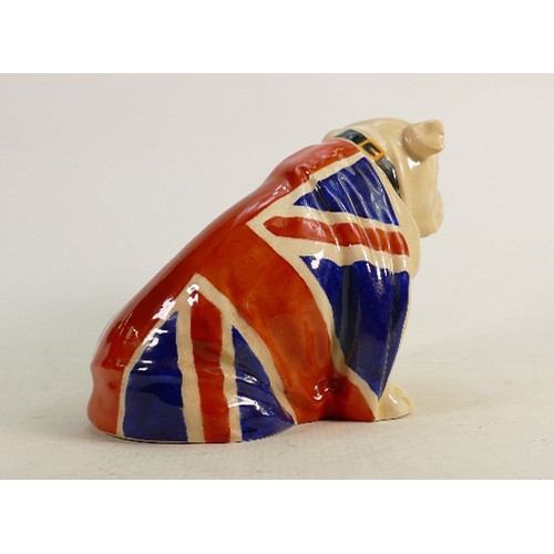 179 - Royal Doulton large Bulldog draped with union Jack: Height 15cm.