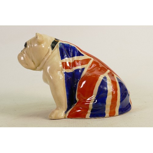 179 - Royal Doulton large Bulldog draped with union Jack: Height 15cm.