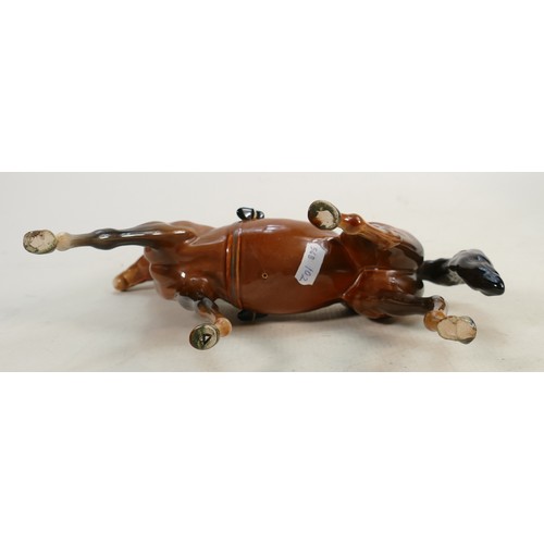 424 - Beswick jockey on walking horse 1037: Black & yellow jockey colours.