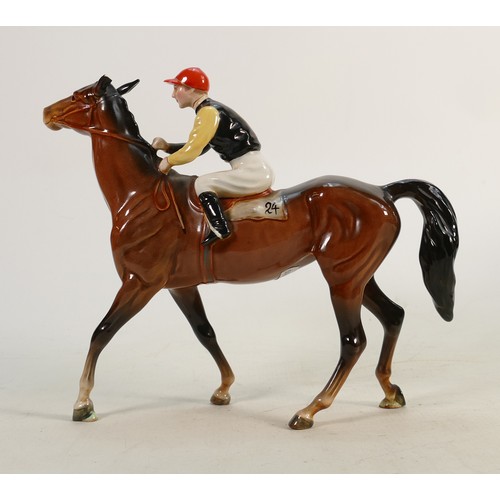 424 - Beswick jockey on walking horse 1037: Black & yellow jockey colours.