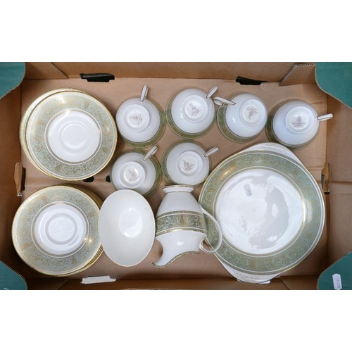 821 - Royal Doulton English Renaissance tea set: Full 21 piece set, 6 trios, sugar bowl & milk jug, bread ... 