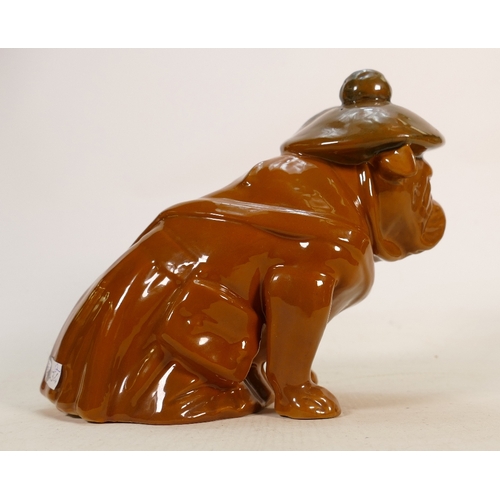 172 - Royal Doulton seated Khaki bulldog HN153:
Circa 1918 with darker green glazed Tam O'Shanter hat, hei... 