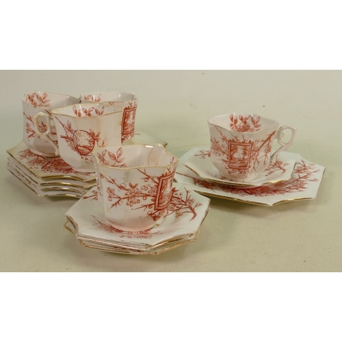 790 - Shelley Seasons pattern square shaped tea ware: 14 pieces.