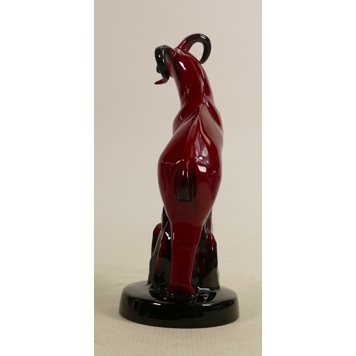 177 - Royal Doulton Flambe model of a goat on a rock: C1980s, height 25cm.