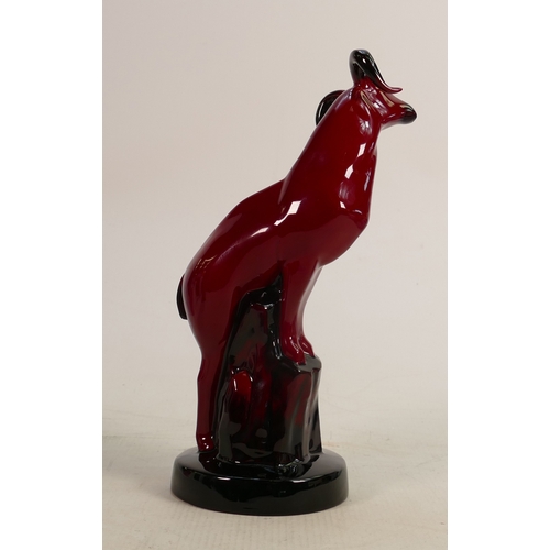 177 - Royal Doulton Flambe model of a goat on a rock: C1980s, height 25cm.