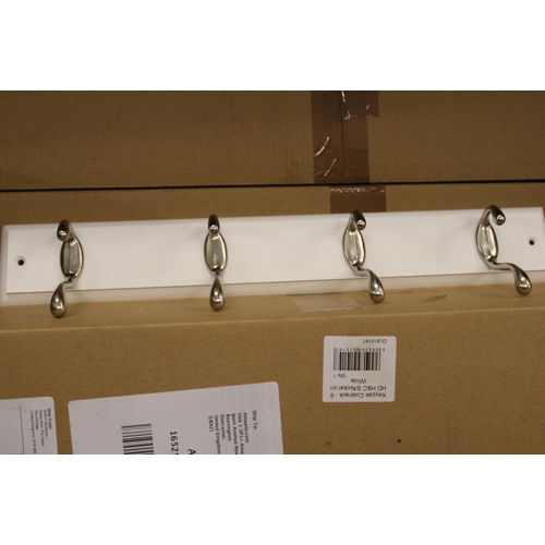 698 - Amazon returned items: boxed white and pine coloured coat racks (20).