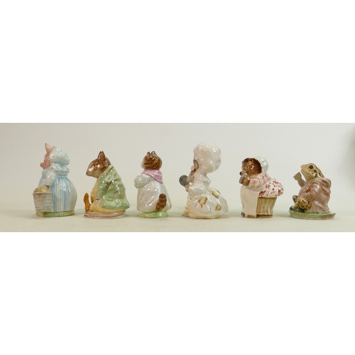 273 - Beswick Beatrix Potter figures: Mr Jeremy Fisher, Mrs Tiggy Winkle, Lady Mouse, Ribby, Aunt Pettitoe... 