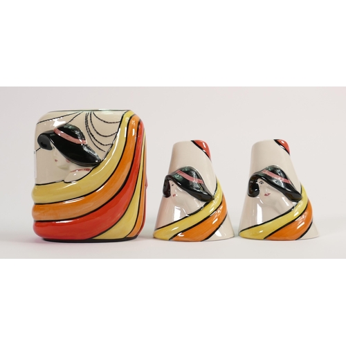 45 - Lorna Bailey Art Deco Cruet Set: height of tallest 12cm(3)