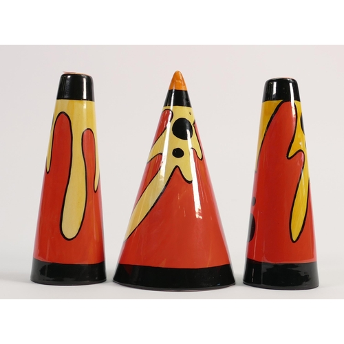 46 - Lorna Bailey Lava Cruet Set:  height  of tallest 14cm(3)