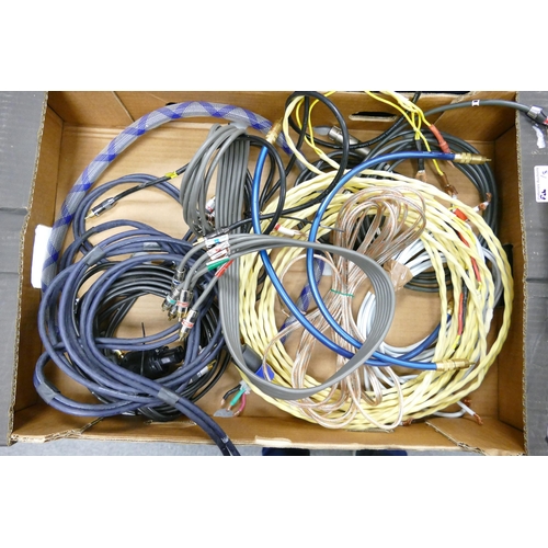 1244 - A large Collection of Quality Hi End Hifi Speaker Cable & Interconnects: 3 large trays