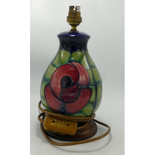 17 - Moorcroft Lamp with Stylised Rose design by Sally Tuffin