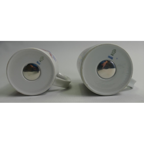 56 - Copenhagen Annual Fajance Mugs Denmark Decorated by Danish Designers Years 1997 & 1998(2): height 11... 