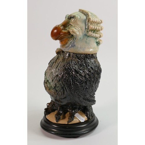 316 - British Studio Pottery Grotesque bird: Inspired by the Martin Brothers, marked R.C Kew to inner rim ... 