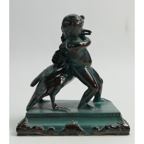 349 - Believed to be a trial piece by Reg Johnson: Modelled after the bronze figure Boy & Goose, this is f... 