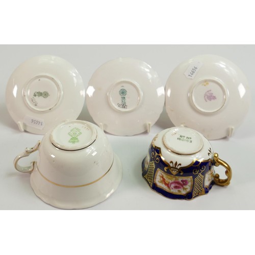 410 - Royal Doulton & Royal Worcester fancily decorated pieces: Coffee saucers x 3 with 2 early similar cu... 