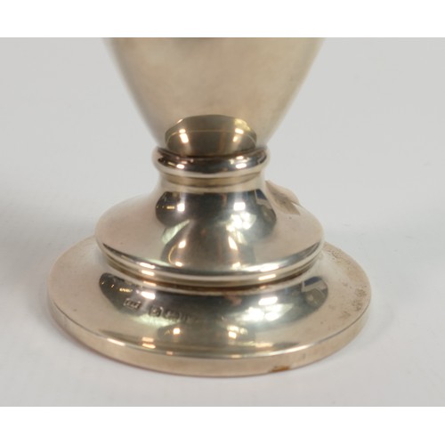 629 - Silver large vase and pair of silver candlesticks: All filled, gross weight 586g. (3)