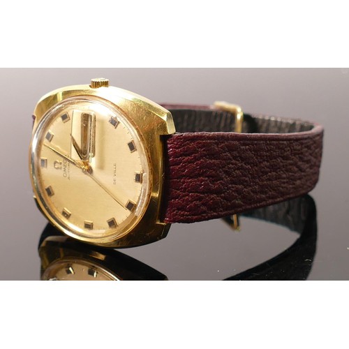 634 - Omega De Ville Automatic Day Date gentlemans wristwatch: c.1970. 20 micron gold electroplated case w... 