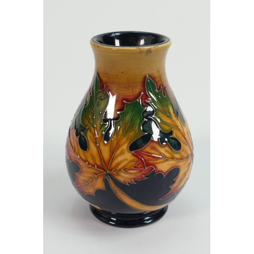 171 - Moorcroft Maple Leaf Patterned Vase:  height 9.5cm