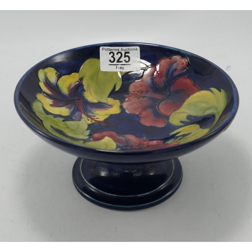 325 - Moorcroft Comport in the Hibiscus pattern: Measures 18cm wide x 9cm high appx. Light localised crazi... 