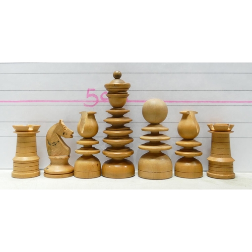 503 - A collection of Early 20th Century Wooden Incomplete Chess Pieces: please see images for size and co... 