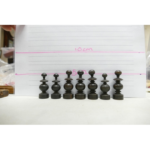 504 - A collection of Early 20th Century Wooden Incomplete Chess Pieces: please see images for size and co... 