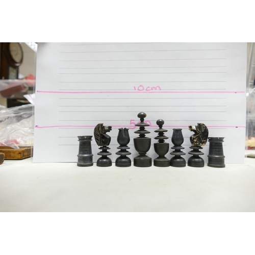 504 - A collection of Early 20th Century Wooden Incomplete Chess Pieces: please see images for size and co... 