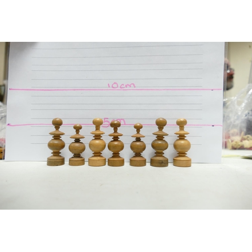 504 - A collection of Early 20th Century Wooden Incomplete Chess Pieces: please see images for size and co... 