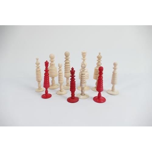 508 - A collection of Bone Chess pieces: largest 9.5cm(12)