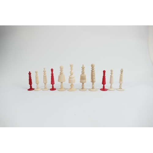 508 - A collection of Bone Chess pieces: largest 9.5cm(12)