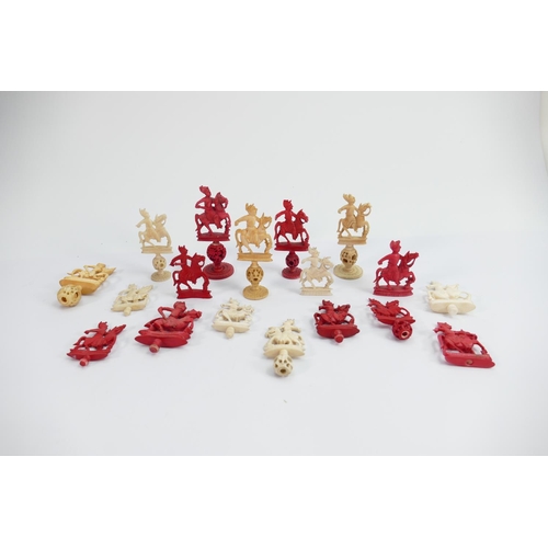 512 - A collection of early Bone Chess Pieces: tallest 8.5cm , damages noted , Please Study images as no c... 