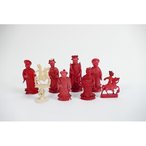 514 - A collection of early Bone Chess Pieces: tallest 9cm , Damages noted, Please Study images as no cond... 