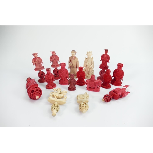 515 - A collection of early Bone Chess Pieces: tallest 9.5cm , Damages noted, Please Study images as no co... 