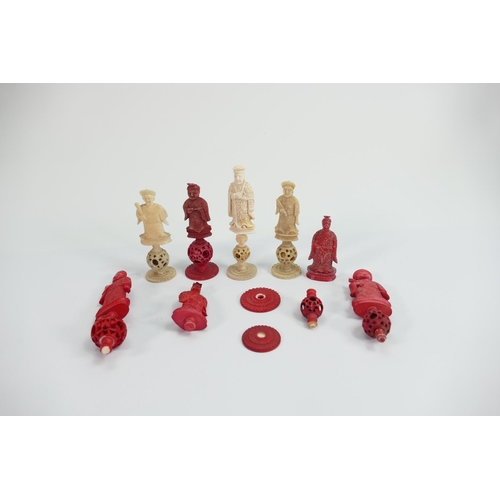 525 - A collection of early Bone Chess Pieces: tallest 11.7cm , Damages noted, Please Study images as no c... 