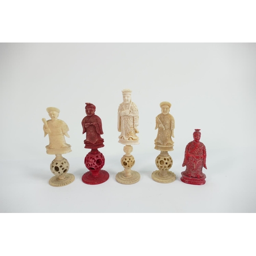 525 - A collection of early Bone Chess Pieces: tallest 11.7cm , Damages noted, Please Study images as no c... 