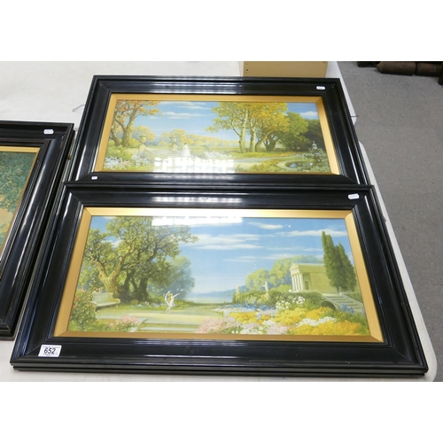 652 - Two Large Well Framed early 20th century Print: each 45 x 76cm(2)