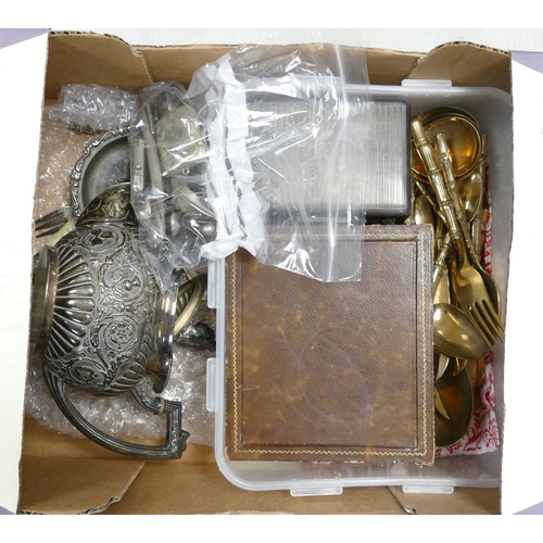 655 - Good job lot of silver plated items cutlery etc: Collectors items include Royalty related Tea pot fe... 