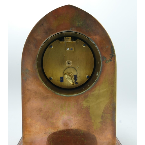 800 - Early 20th Century Copper Brass Mantle Clock: height 23.5cm