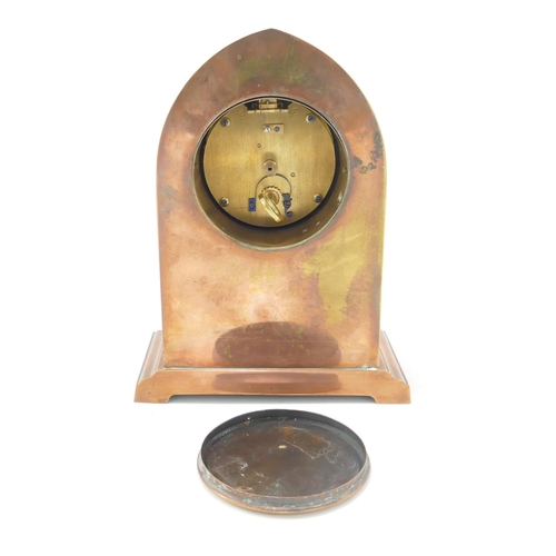 800 - Early 20th Century Copper Brass Mantle Clock: height 23.5cm