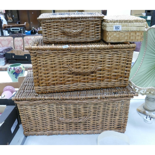 882 - Four Wicker Type Picnic type baskets(4):