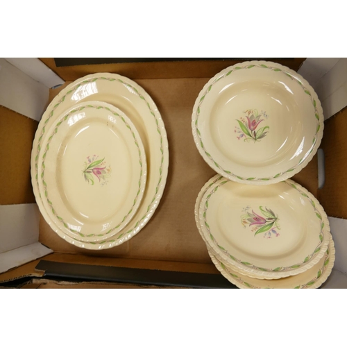 951 - A large collection of Newhall Pottery Hand Decorated Dinner Ware including: Tureens, Dinner plates, ... 