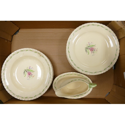 951 - A large collection of Newhall Pottery Hand Decorated Dinner Ware including: Tureens, Dinner plates, ... 