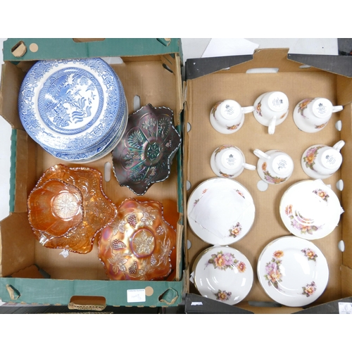 1007 - A mixed collection of items to include: Crown Trent floral decorated tea ware, Carnival Glass Bowls(... 