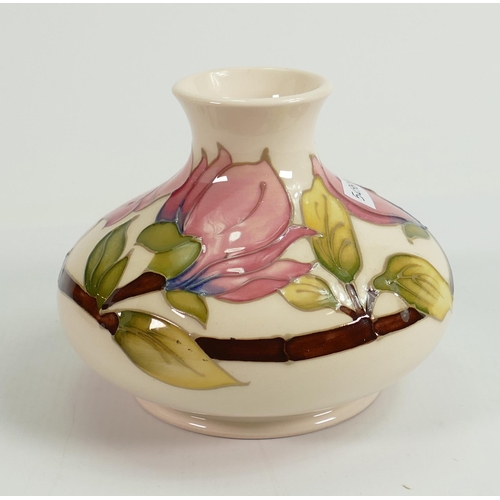 451 - Moorcroft Pink magnolia on Cream Ground Squat Vase: height 10cm