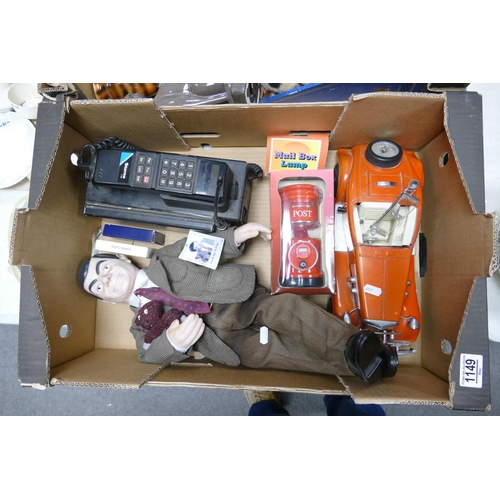 1149 - A mixed collection of 1980's items including Motorola Storno Brick Mobile Phone, Large Mr Bean Toy, ... 