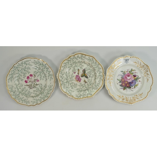 387 - Three Chamerlains Worcester hand painted plates: One impressed Chamberlains, the other two have a Ch... 