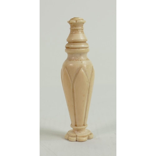 591 - 19th Century Dieppe Carved Ivory Scent Bottle: height 6.8cm