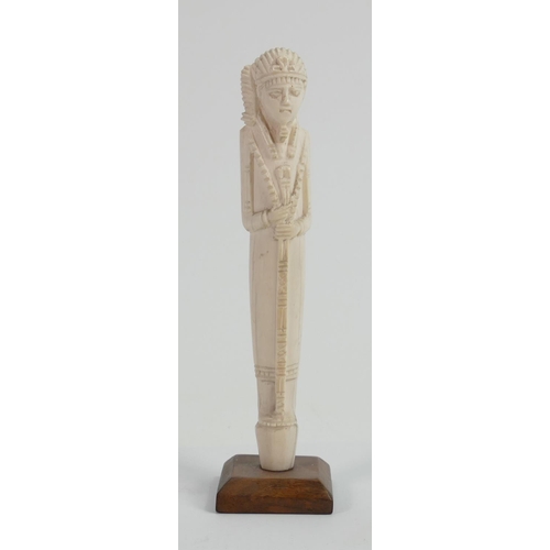 593 - 19th Century Egyptian Carved Figure of Buddha on hardwood base : height 16cm