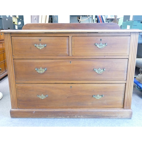 776 - Satin Wood Chest of Four Drawers: length 110 x depth 49 & height 83cm