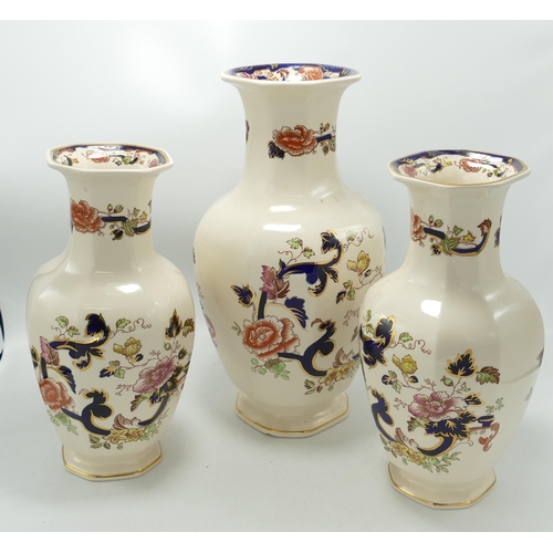 1179 - Three Mason Mandalay Patterned Vases: height of tallest 30cm(3)